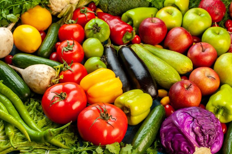 conjunto de frutas y verduras 